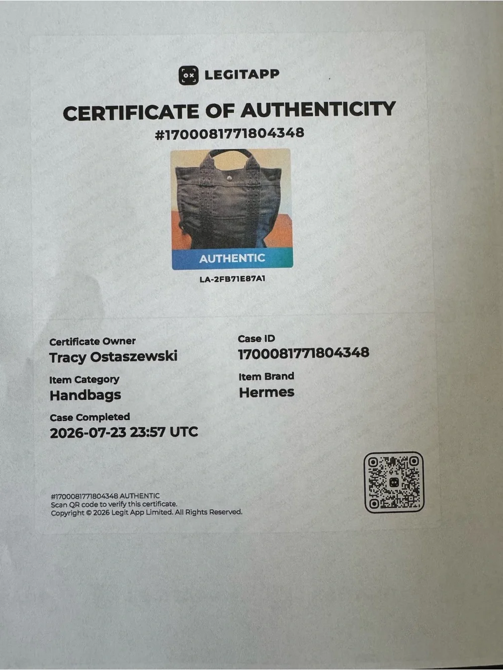 Hermès Herline MM Canvas Backpack with COA